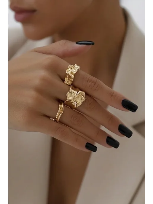 Yasmin Accessories Кольца мятые набор, мятые