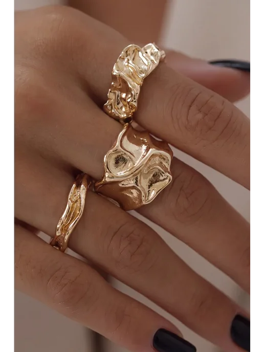 Yasmin Accessories Кольца мятые набор, мятые, фото 2