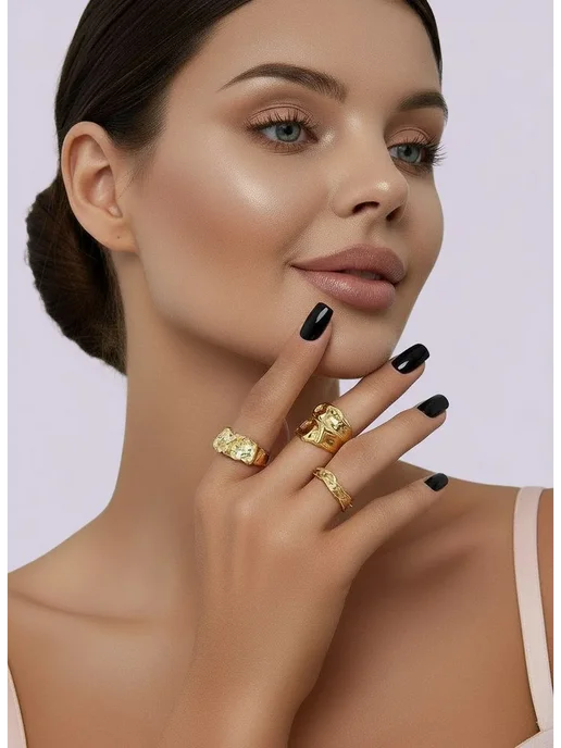 Yasmin Accessories Кольца мятые набор, мятые, фото 5