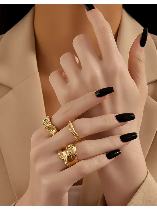 Yasmin Accessories Кольца мятые набор, мятые, фото 6