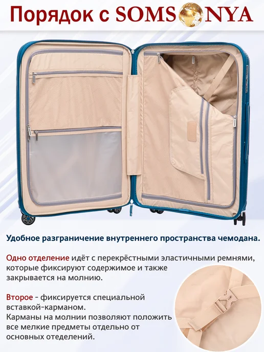 Somsonya Чемодан ручная кладь S ELITE, голубой, фото 6