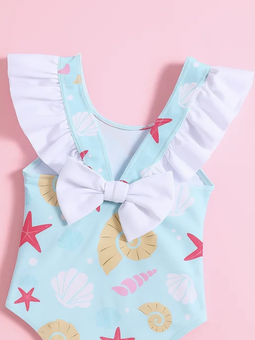 LEAZA KIDS Детский слитный купальник для новорожденных малышей, голубой, фото 4