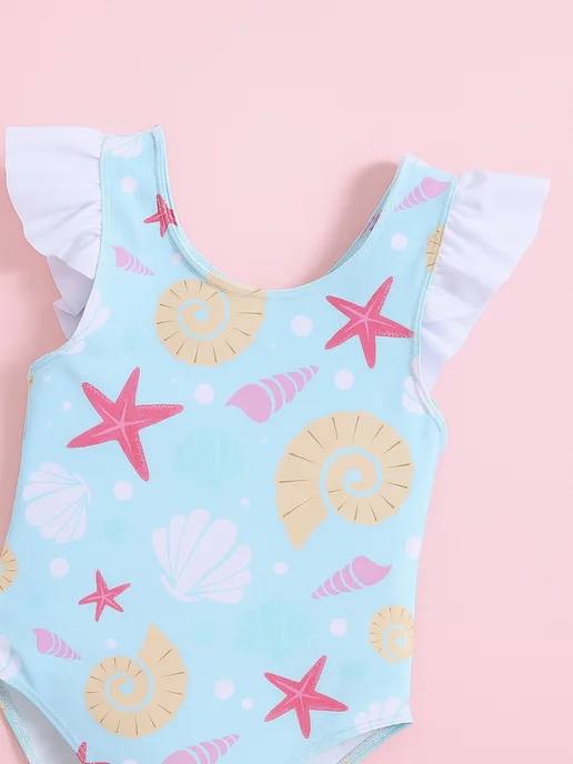 LEAZA KIDS Детский слитный купальник для новорожденных малышей, голубой, фото 5