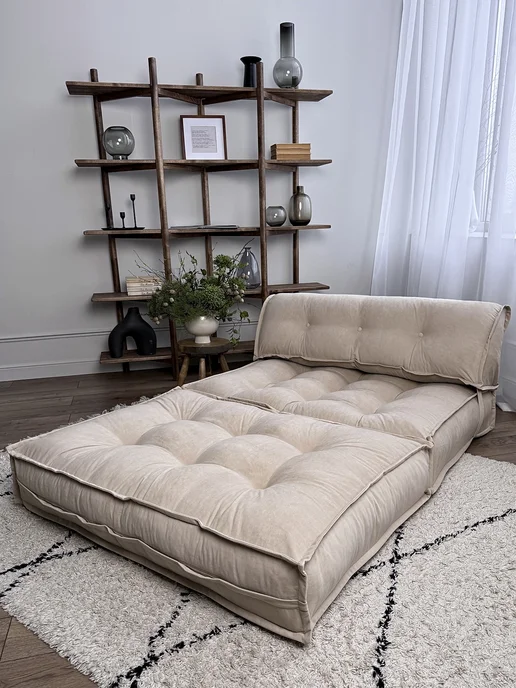 Soft Cube Диван-кровать бескаркасный 120см, бежевый, фото 7