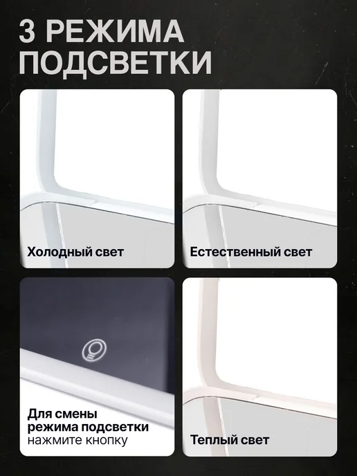 idealim Зеркальце карманное с подсветкой, голубой, фото 5