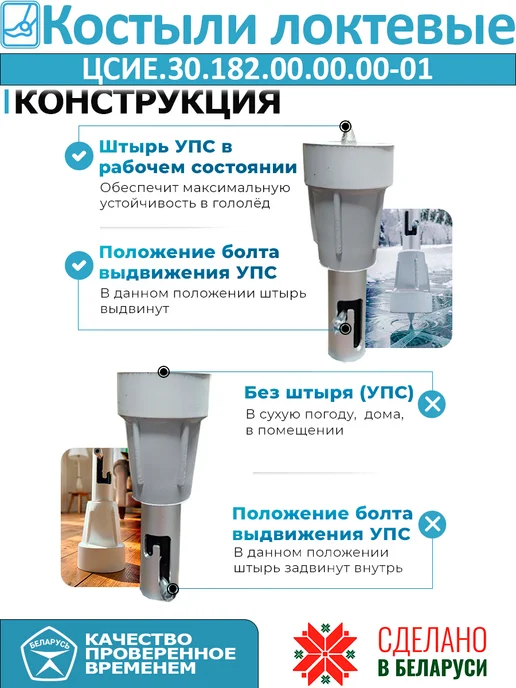 Костыли локтевые ЦСИЕ.30.182.00.00.00-1, серый, фото 5