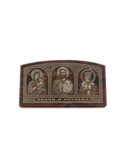 "Уральский сувенир" Автоикона "Триптих" из обсидиана 6,5х4 см, 6.5x4 см, фото 2