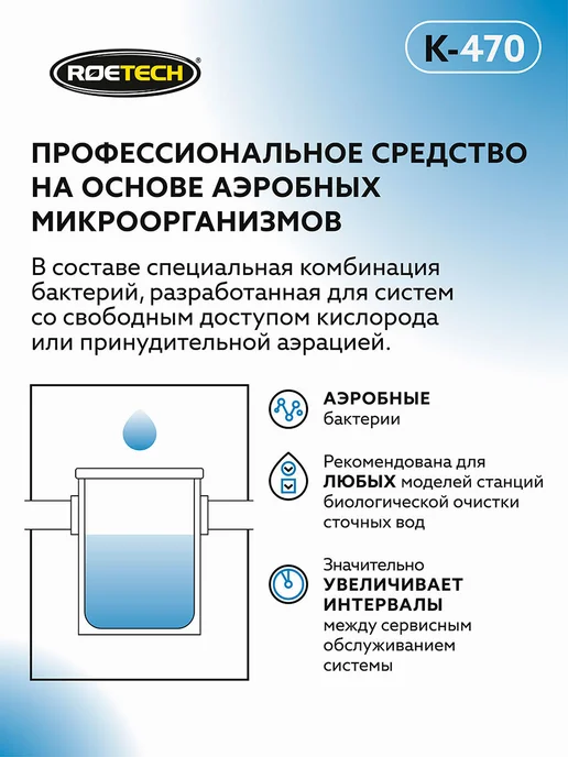 Roetech Бактерии для септиков аэробные K-470, 946 мл, 946 мл, фото 8