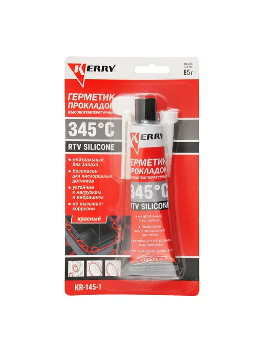 KERRY Герметик формиров прокладок RTV SILICONE красный 85 гр, 85 г