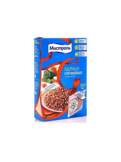 МИСТРАЛЬ Гречка ядрица в пакетиках 5х80 г, 6 упаковок, 5x80, фото 2