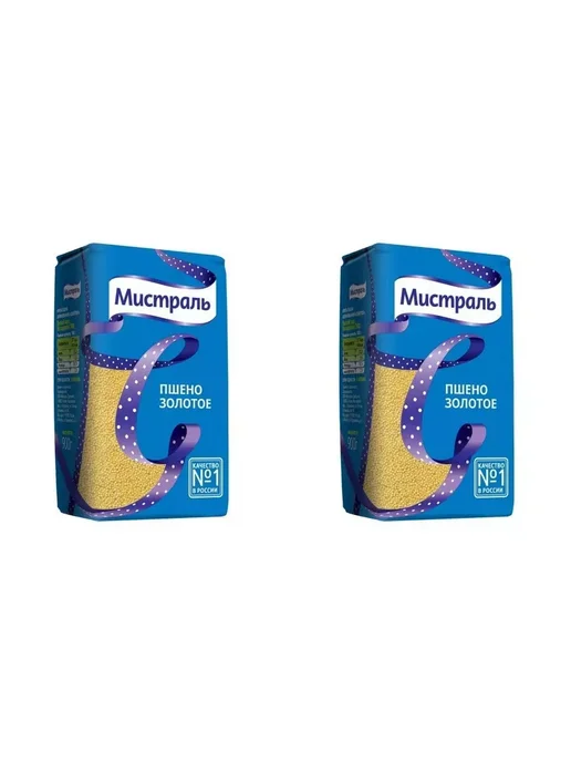 МИСТРАЛЬ Пшено золотое шлифованное, 2 шт по 900 г, 2 шт, 900 г