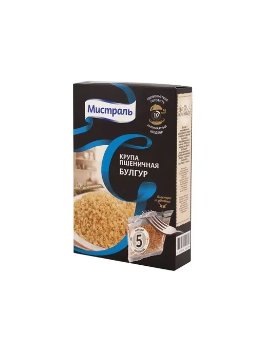 МИСТРАЛЬ Булгур в пакетиках 5 х 80 г, 6 упаковок по 400 г, 5x80, 400 г, фото 2
