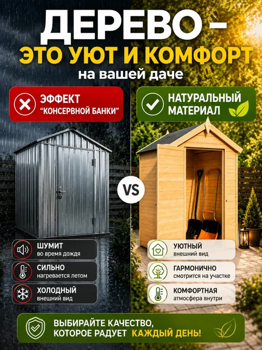 RealWood Хозблок для дачи деревянный разборный с кровлей и пропиткой, бежевый, фото 2