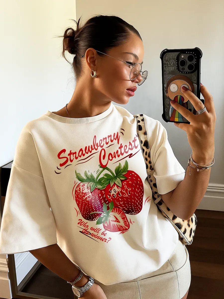 Футболка оверсайз с принтом у2к : Клубника -strawberry