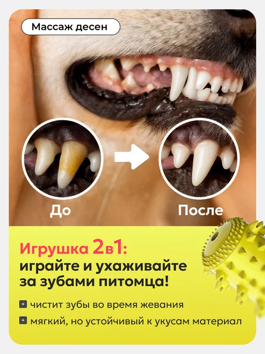 Усатый Рекс Прочная игрушка для больших собак, желтый, фото 2