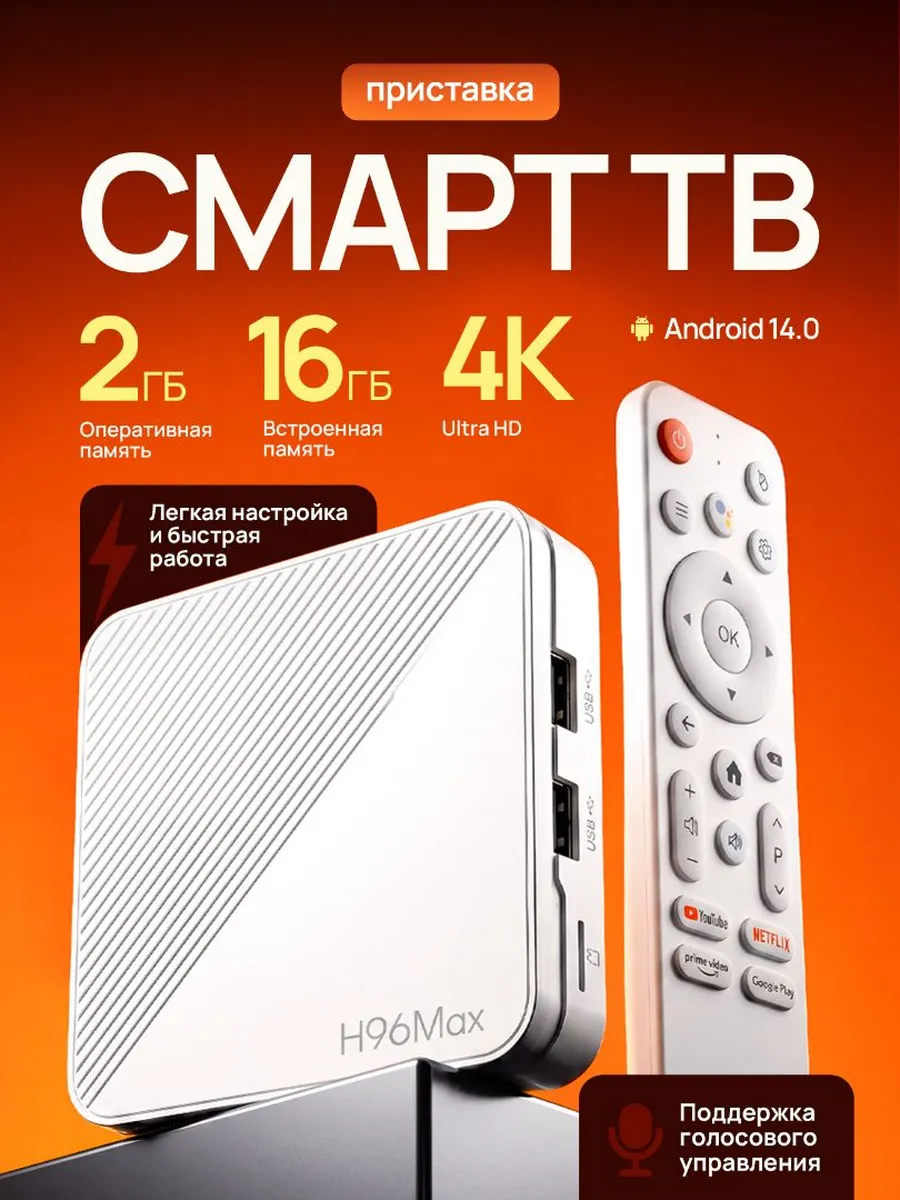 Смарт тв приставка андроид 2/16 ГБ медиаплеер