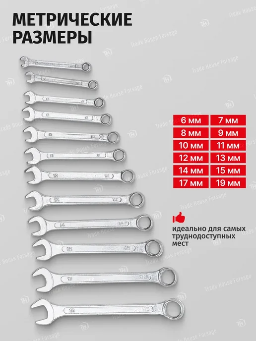 WMC Tools Набор ключей комбинированных 12 предметов, вариант, фото 3