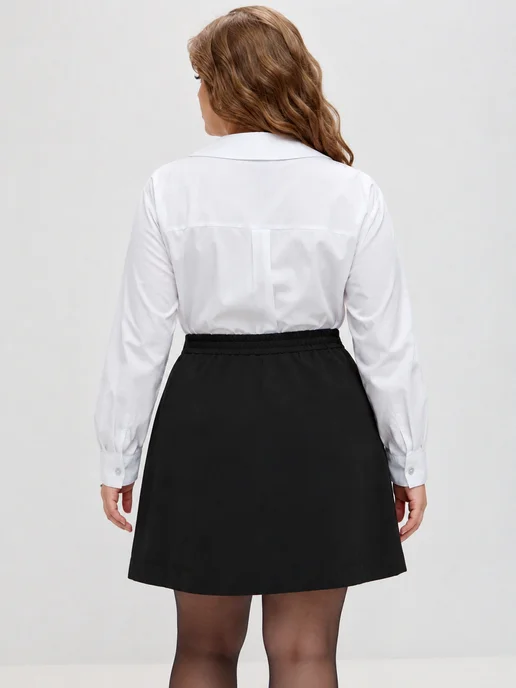 Binitra Bini Юбка мини асимметричная на запах Plus Size, черный, фото 2