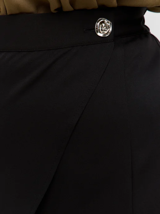 Binitra Bini Юбка мини асимметричная на запах Plus Size, черный, фото 3