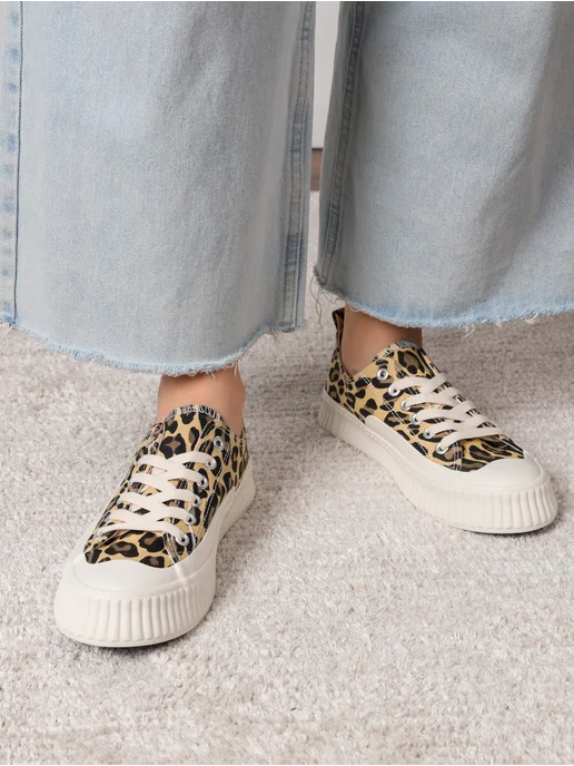 ZM shoes Тканевые кеды женские на высокой подошве, коричневый, фото 4