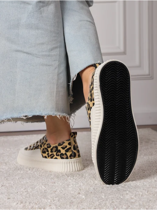 ZM shoes Тканевые кеды женские на высокой подошве, коричневый, фото 6