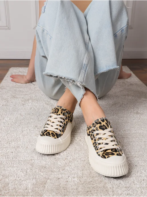 ZM shoes Тканевые кеды женские на высокой подошве, коричневый, фото 7