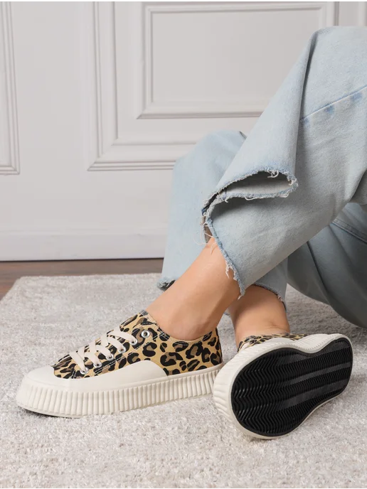 ZM shoes Тканевые кеды женские на высокой подошве, коричневый, фото 8