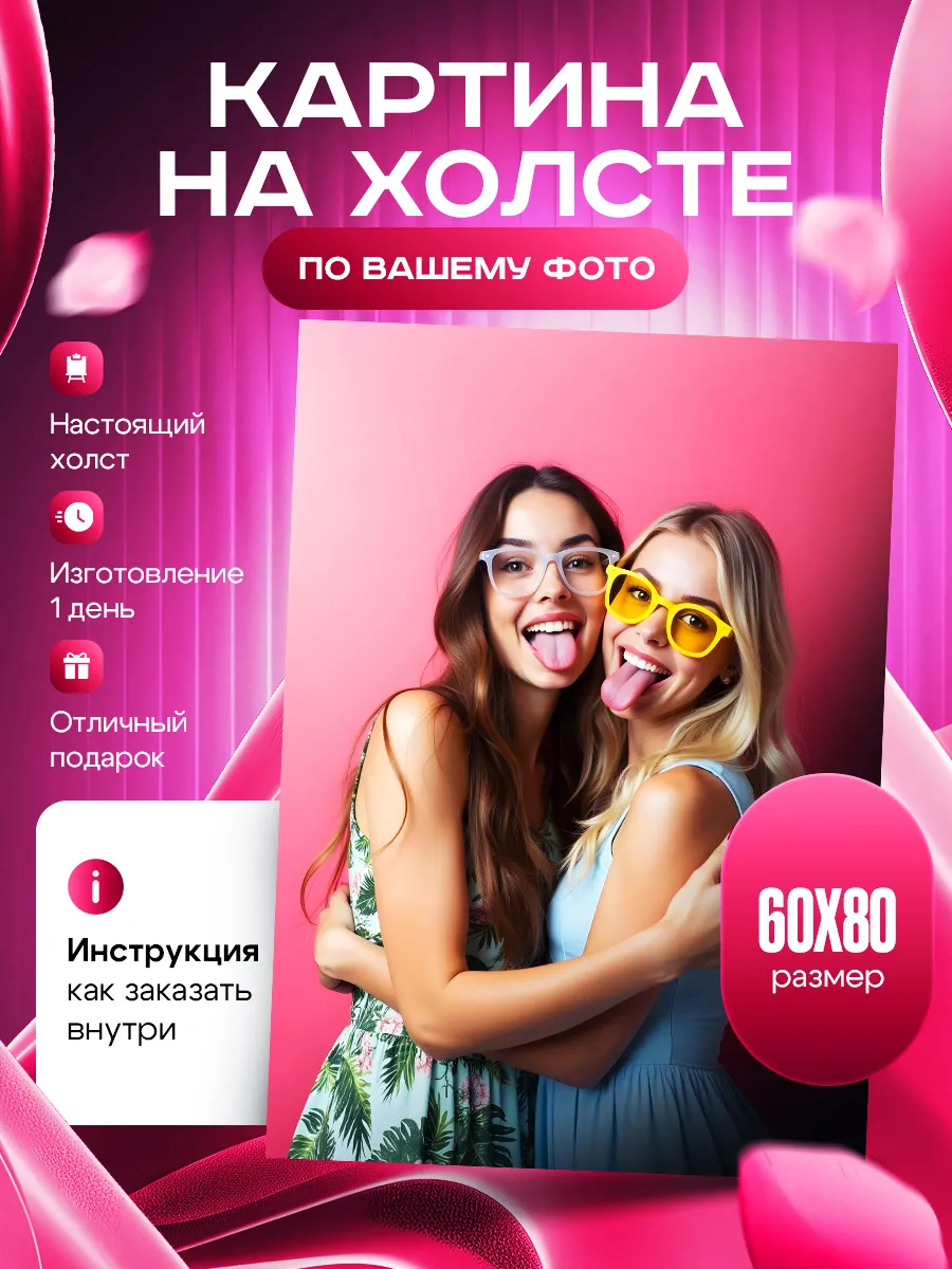 Картина на холсте по вашему фото 60на80см