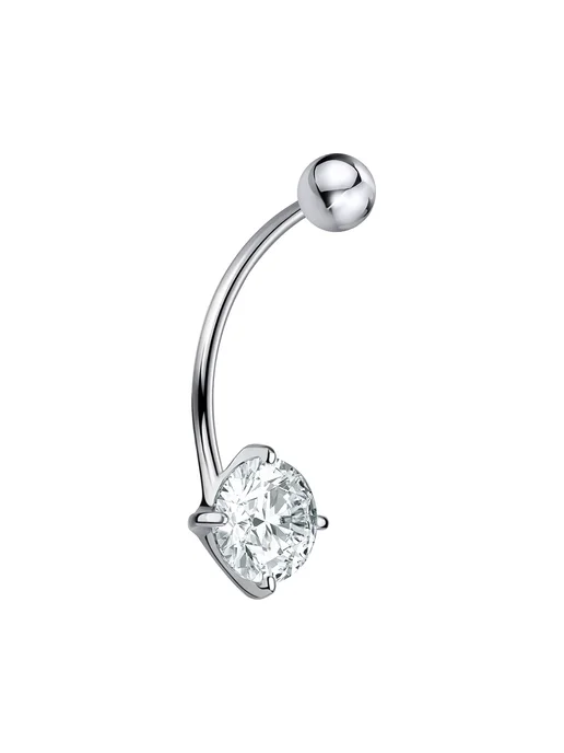 ArtSilver Ювелирный пирсинг в пупок с фианитом, серый, фото 4