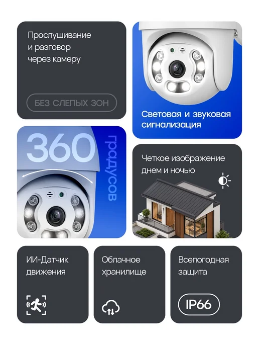 VisionPro Уличная камера видеонаблюдения Wi-Fi через телефон со звуком, белый, фото 2