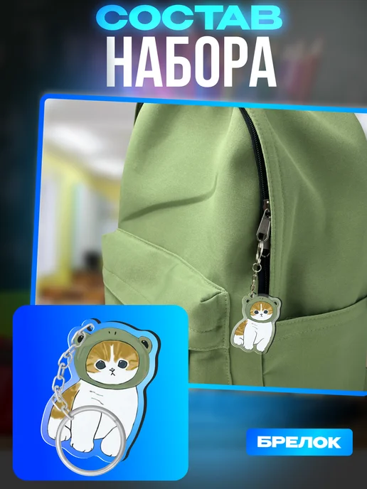 1-я Наклейка Набор канцелярии котики, синий, фото 7