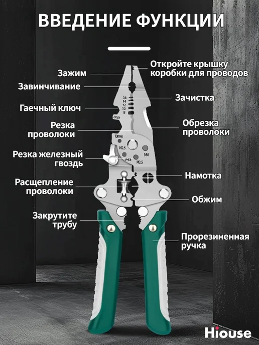 WENTE 20 в 1 многофункциональные стриппер, пассатижи для электрика, вариант, фото 3