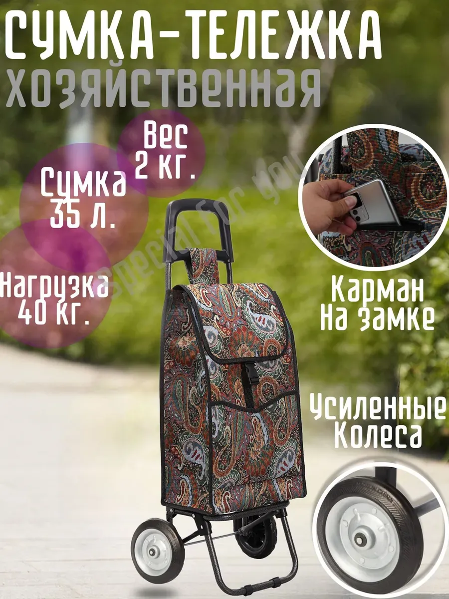 Сумка-тележка на колёсах с рисунком