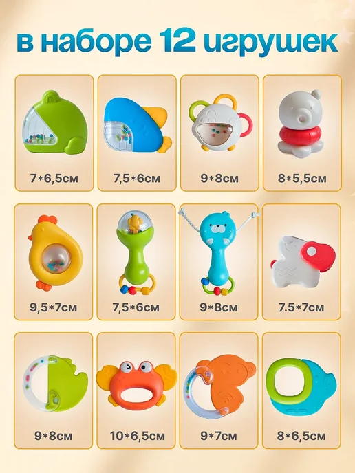 LUCHINA toys Набор погремушек для новорожденных в кейсе, синий, фото 2
