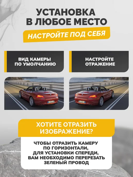 Бей-Роняй! Универсальная авто камера заднего вида CVBS AHD1080, вариант, фото 6