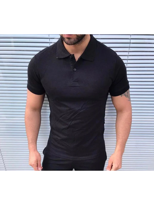 BIA CLOTHING Футболка поло с коротким рукавом, черный