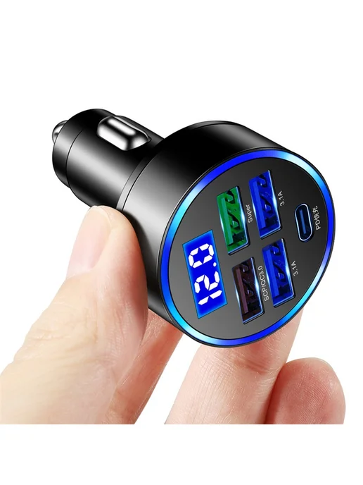Прикуриватель в машину 4 USB 1 TypeC Зарядное устройство, вариант, фото 4