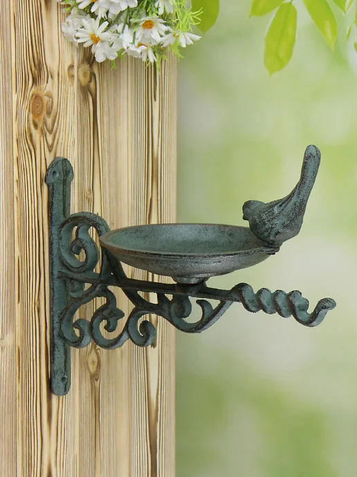 Кормушка для птиц настенная из чугуна Iron Garden Piattino, серый, фото 2