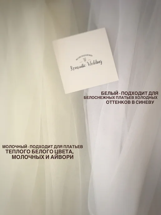 Romantic Wedding Фата невесты с кружевом белоснежного цвета испанка длинная, белый, фото 8