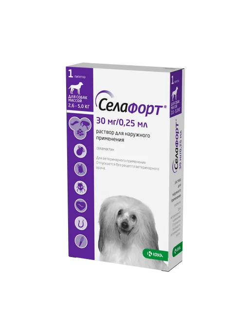 KRKA Селафорт капли для собак от 2,6 до 5 кг, 5 кг