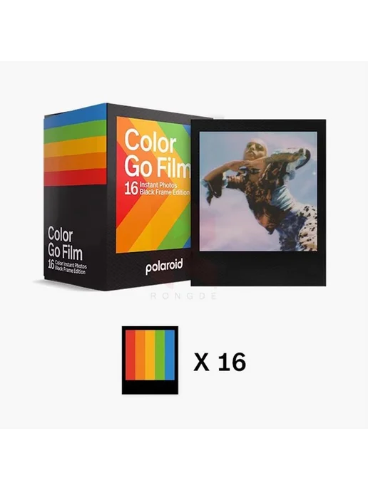 Кассета Polaroid Color GO Film 16 кадров черная рамка, черный