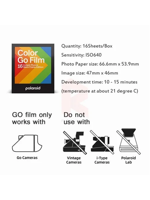 Кассета Polaroid Color GO Film 16 кадров черная рамка, черный, фото 3