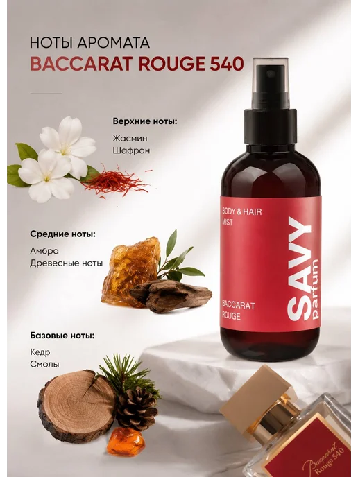Savy Parfum Спрей-мист для тела и волос Baccarat, 150 мл, фото 2