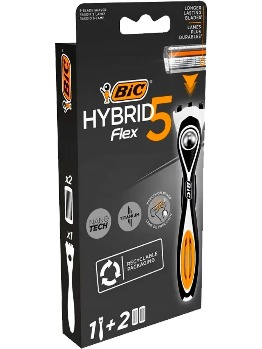 Бритвы FLEX 5 HYBRID (1 станок, 2 кассеты), 5 лезвий + 1 лезвие-триммер