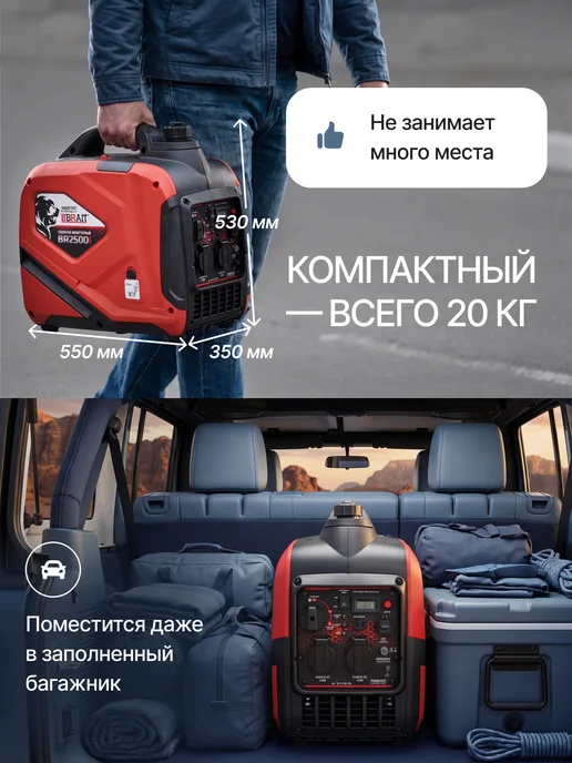 BRAIT Генератор бензиновый инверторный, бензогенератор 2200 Вт, 2200 Вт, фото 6