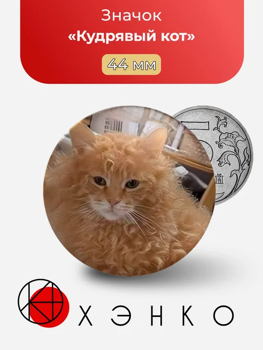 Кудрявый кот значок