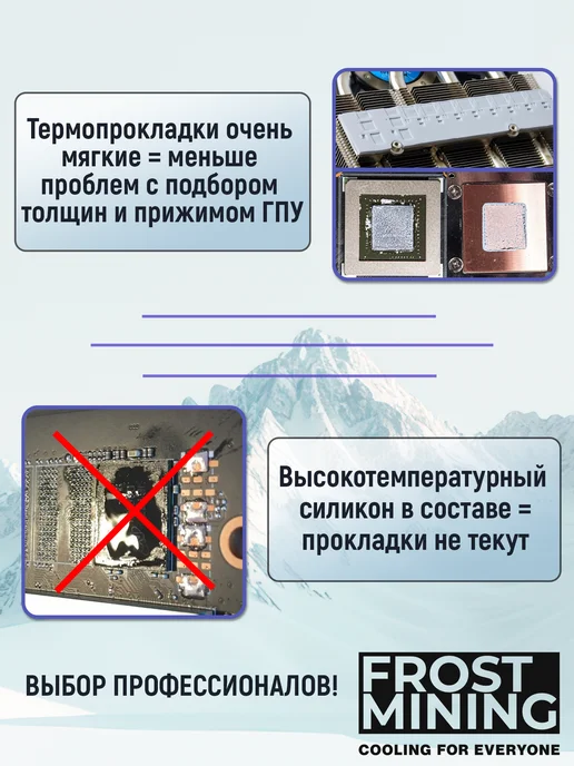 FrostMining Термопрокладка 30 Вт (м К) 80×40×1 мм Анриал, 80x40x1 мм, 30 Вт, фото 2