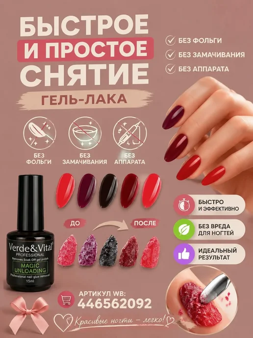 Verde & Vital Жидкость для снятия гель лака (без ацетона), вариант, фото 4