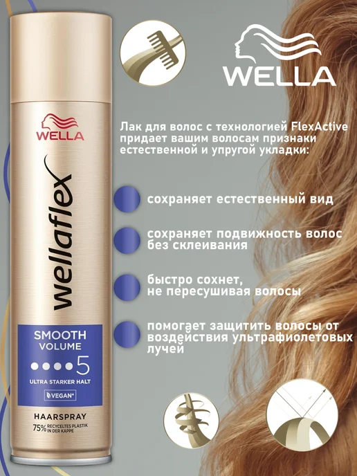 WELLA Лак для укладки волос SMOOTH VOLUME 5, 2 шт*250 мл, 2 шт, 250 мл, фото 8