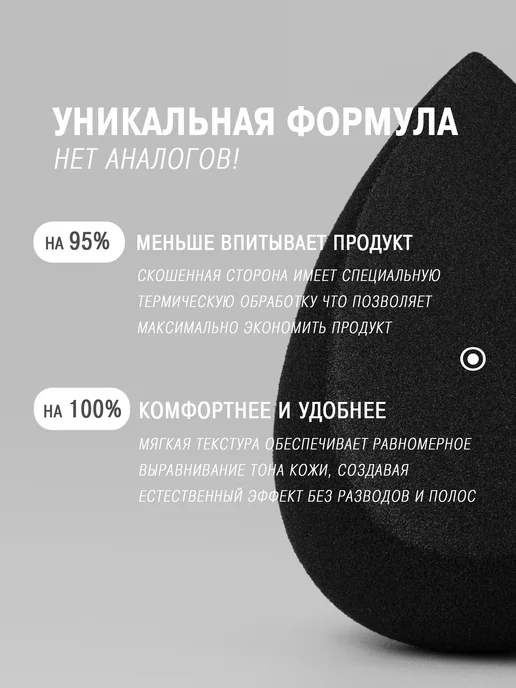 SHENY Professional Спонж для макияжа большой черный скошенный, черный, фото 4